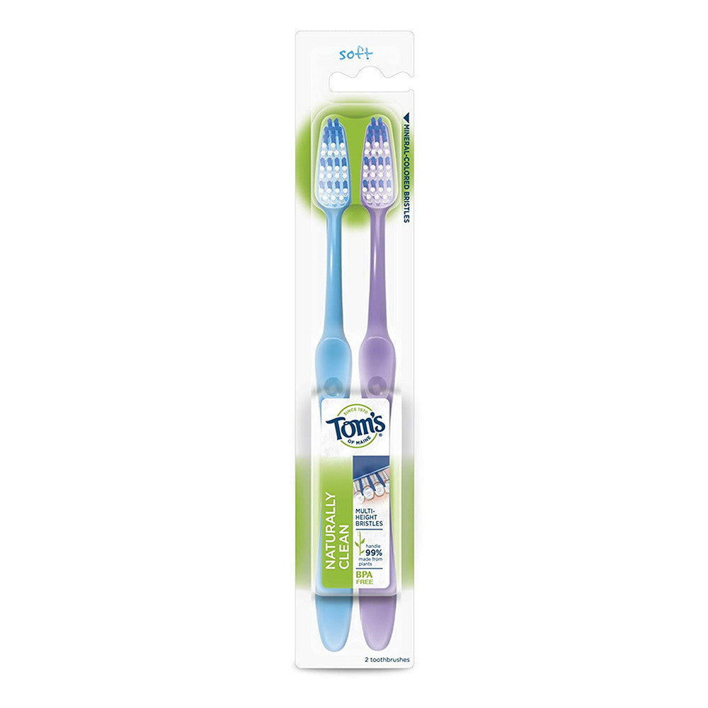 Toms of Maine Naturally Clean Toothbrush, Soft, Twin Pack, 2 Ea